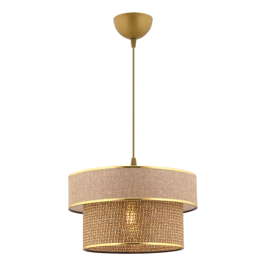 Pendellampe med ledning ERO 1xE27/60W/230V brun/guld
