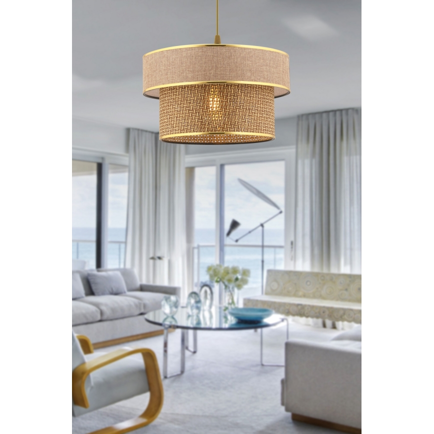 Pendellampe med ledning ERO 1xE27/60W/230V brun/guld