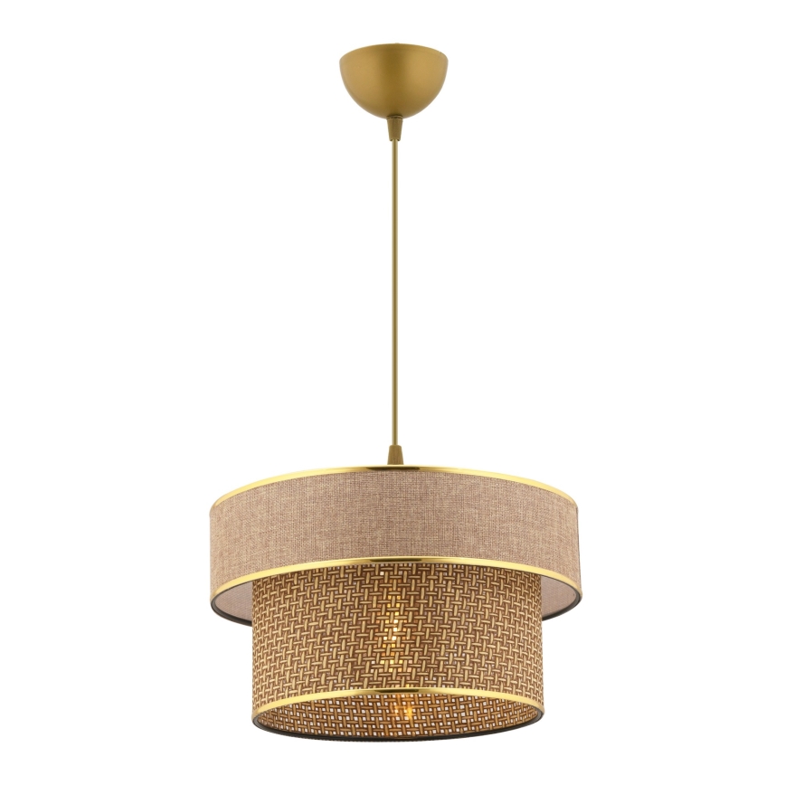 Pendellampe med ledning ERO 1xE27/60W/230V brun/guld
