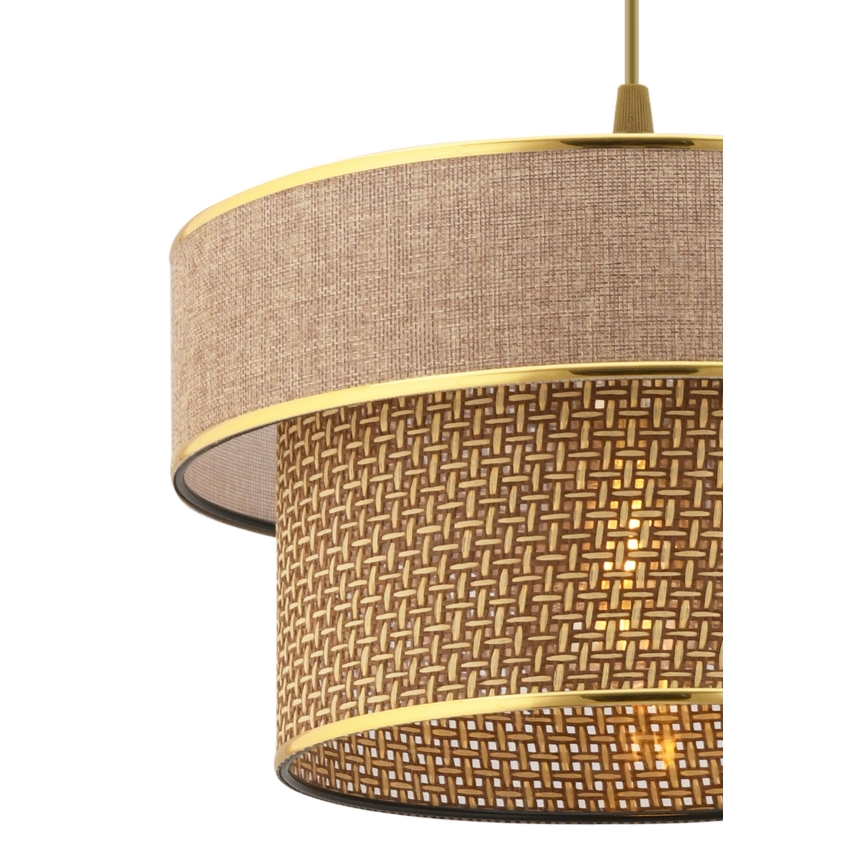 Pendellampe med ledning ERO 1xE27/60W/230V brun/guld
