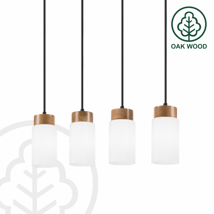 Pendellampe med ledning MARKUS 4xE27/15W/230V sort/eg