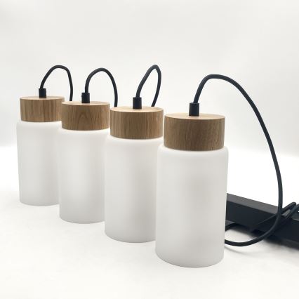 Pendellampe med ledning MARKUS 4xE27/15W/230V sort/eg