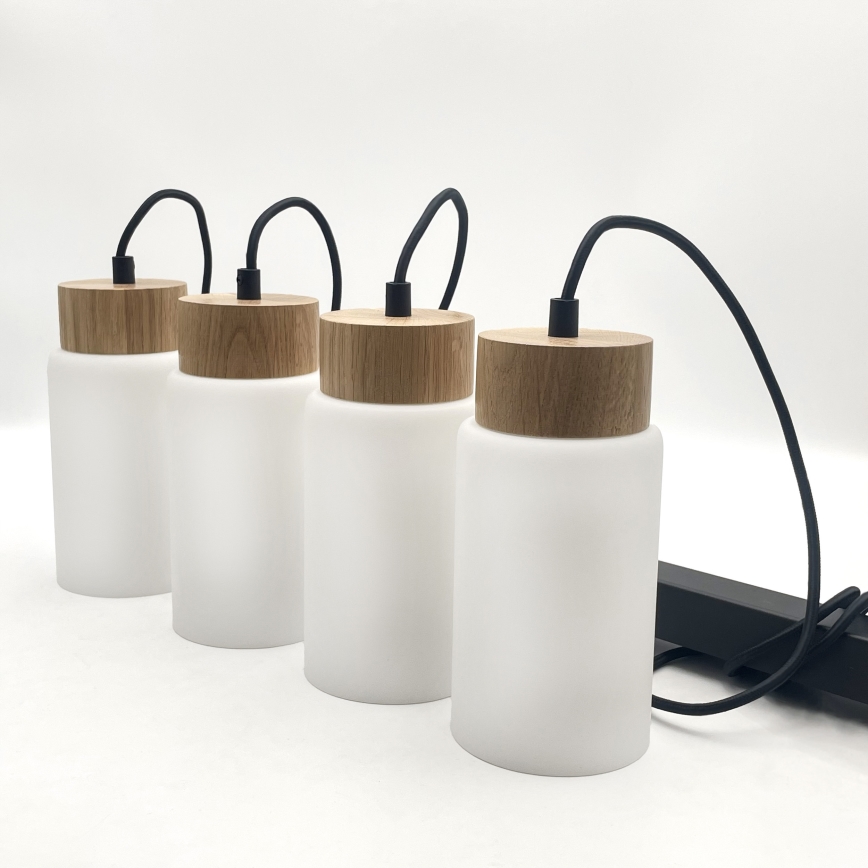 Pendellampe med ledning MARKUS 4xE27/15W/230V sort/eg