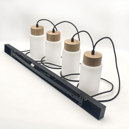 Pendellampe med ledning MARKUS 4xE27/15W/230V sort/eg