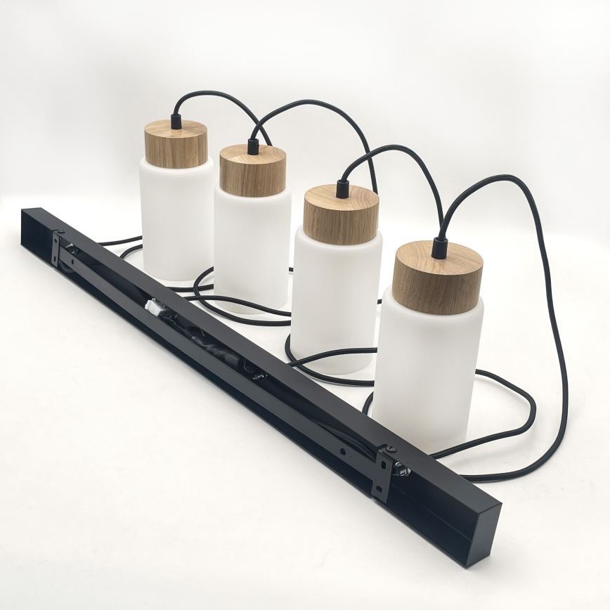 Pendellampe med ledning MARKUS 4xE27/15W/230V sort/eg