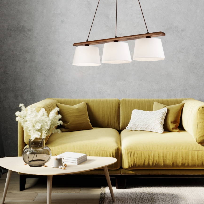 Pendellampe med wire AIDA 3xE27/60W/230V Ø 25 cm eg/valnød