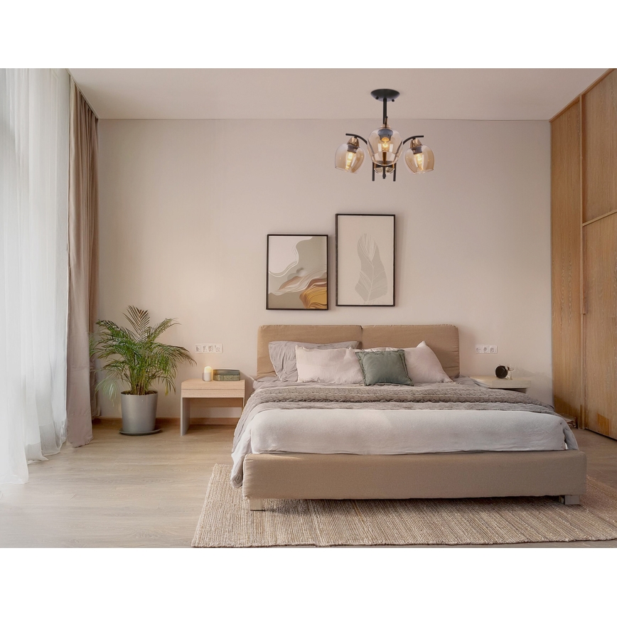 Pendellampe MERRA 3xE27/40W/230V sort/beige