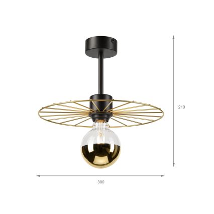 Pendellampe MONTANA 1xE27/15W/230V diameter 30 cm guldfarvet/sort