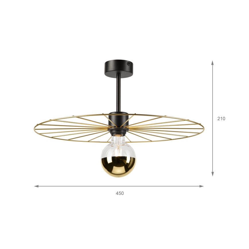 Pendellampe MONTANA 1xE27/15W/230V diameter 45 cm guldfarvet/sort