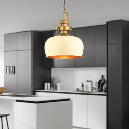 Pendellampe MONZA 1xE27/40W/230V 30 cm creme/bronce