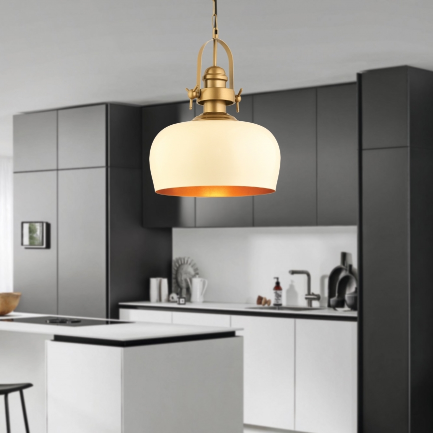 Pendellampe MONZA 1xE27/40W/230V 30 cm creme/bronce