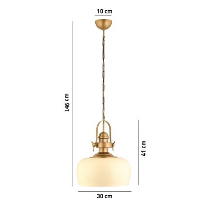 Pendellampe MONZA 1xE27/40W/230V 30 cm creme/bronce