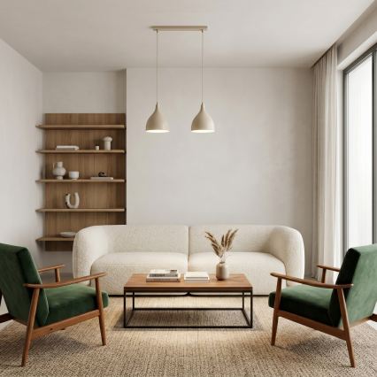Pendellampe NOAK CLASSIC på wire, 2 x E27 / 15 W / 230 V, beige