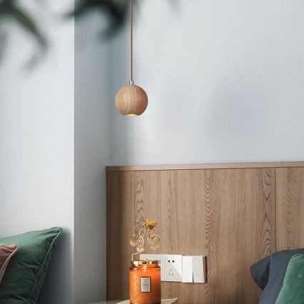 Pendellampe på kabel 1x GU10/10W/230V Ø 11 cm, massivt asketræ