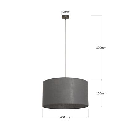 Pendellampe på kabel ALBA 1xE27/15W/230V Ø 45 cm grå