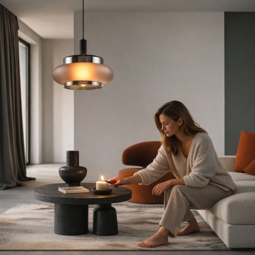 Pendellampe på kabel BRIZI 1xE27/40W/230V grå/røgfarvet