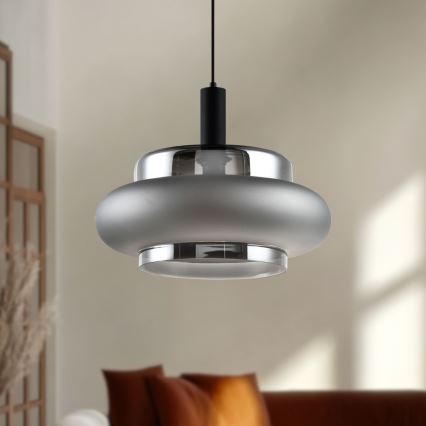 Pendellampe på kabel BRIZI 1xE27/40W/230V grå/røgfarvet