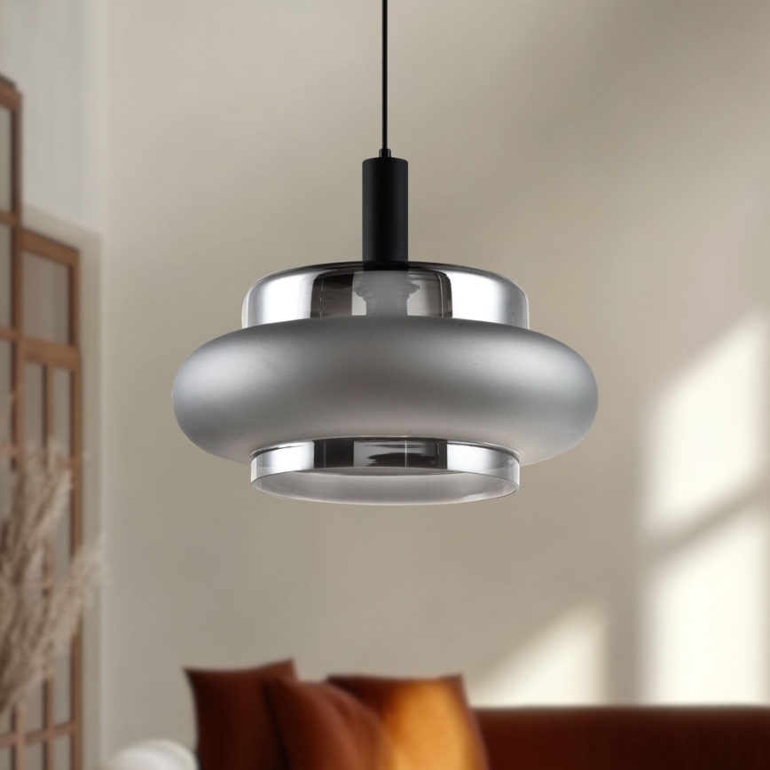 Pendellampe på kabel BRIZI 1xE27/40W/230V grå/røgfarvet