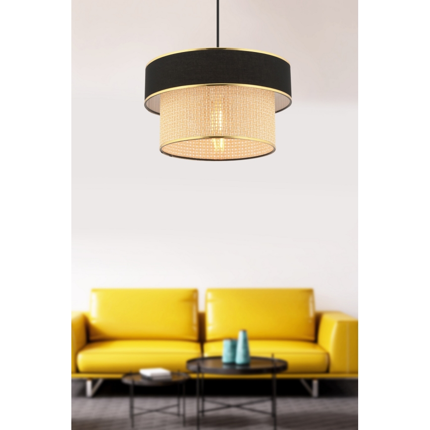 Pendellampe på kabel ERO 1xE27/60W/230V sort/beige