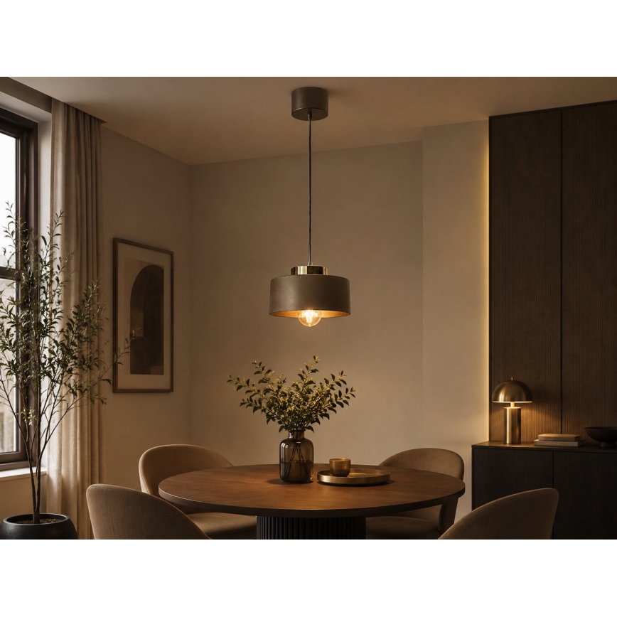 Pendellampe på kabel IGNIA 1xE27/60W/230V brun/guld