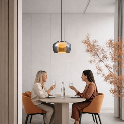 Pendellampe på kabel INSIEME 1xGX53/10W/230V Ø 35 cm røget sort