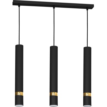 Pendellampe på kabel JOKER 3xGU10/25W/230V sort/guld