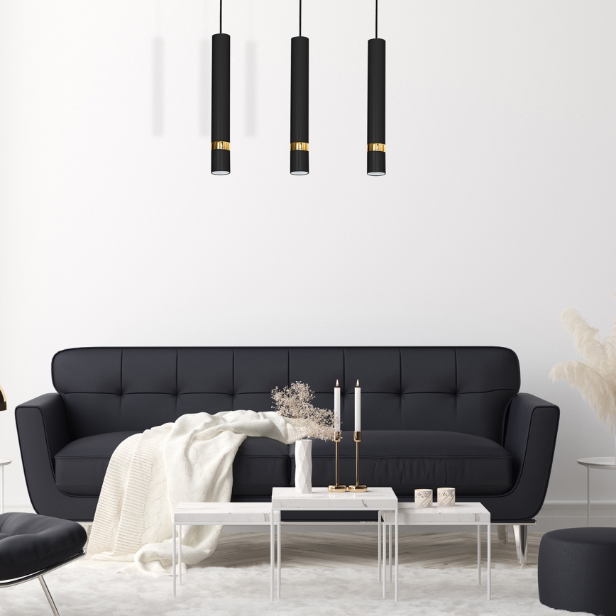 Pendellampe på kabel JOKER 3xGU10/25W/230V sort/guld