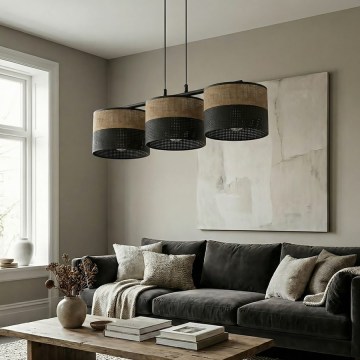 Pendellampe på kabel KARBON 3xE27/15W/230V sort/brun