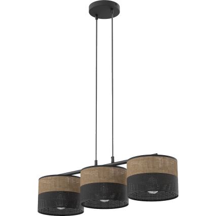 Pendellampe på kabel KARBON 3xE27/15W/230V sort/brun