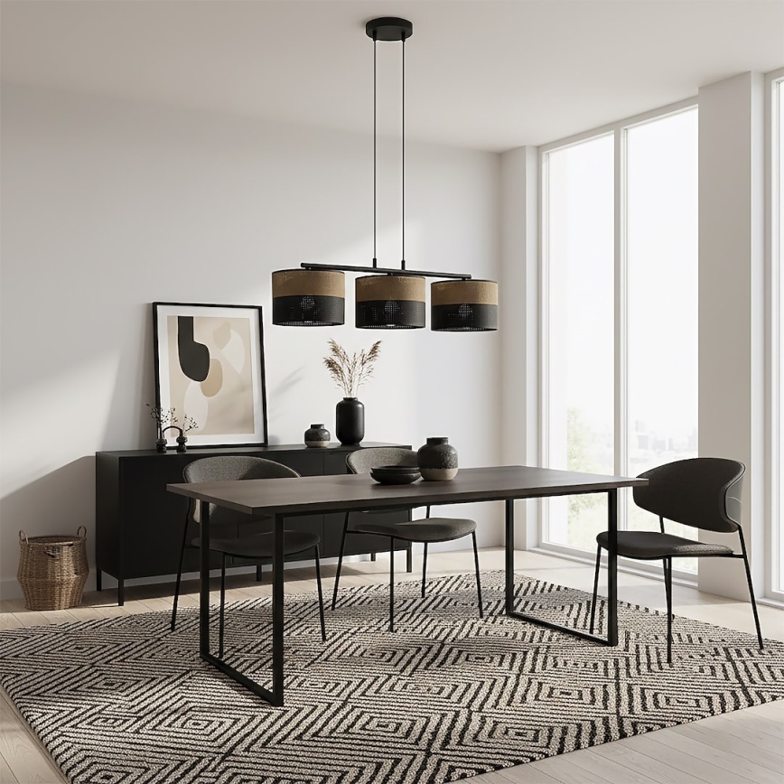 Pendellampe på kabel KARBON 3xE27/15W/230V sort/brun