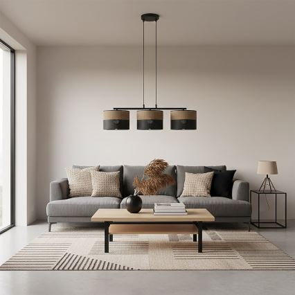 Pendellampe på kabel KARBON 3xE27/15W/230V sort/brun