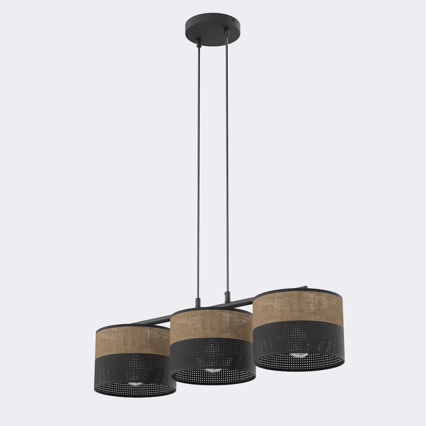 Pendellampe på kabel KARBON 3xE27/15W/230V sort/brun