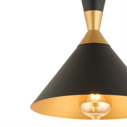 Pendellampe på kabel MONZA 1xE27/40W/230V Ø 25 cm sort/guld