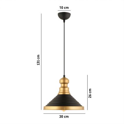 Pendellampe på kabel MONZA 1xE27/40W/230V Ø 30 cm sort/guld