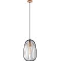 Pendellampe på kabel OVELLA 1xE27/15W/230V Ø 25 cm sort/fyrretræ