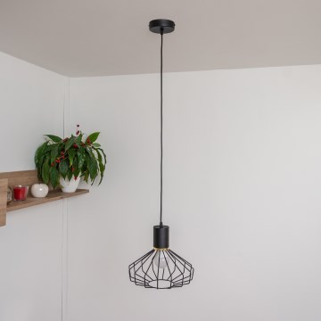 Pendellampe på kabel SOLANO 1xE27/15W/230V sort/guld