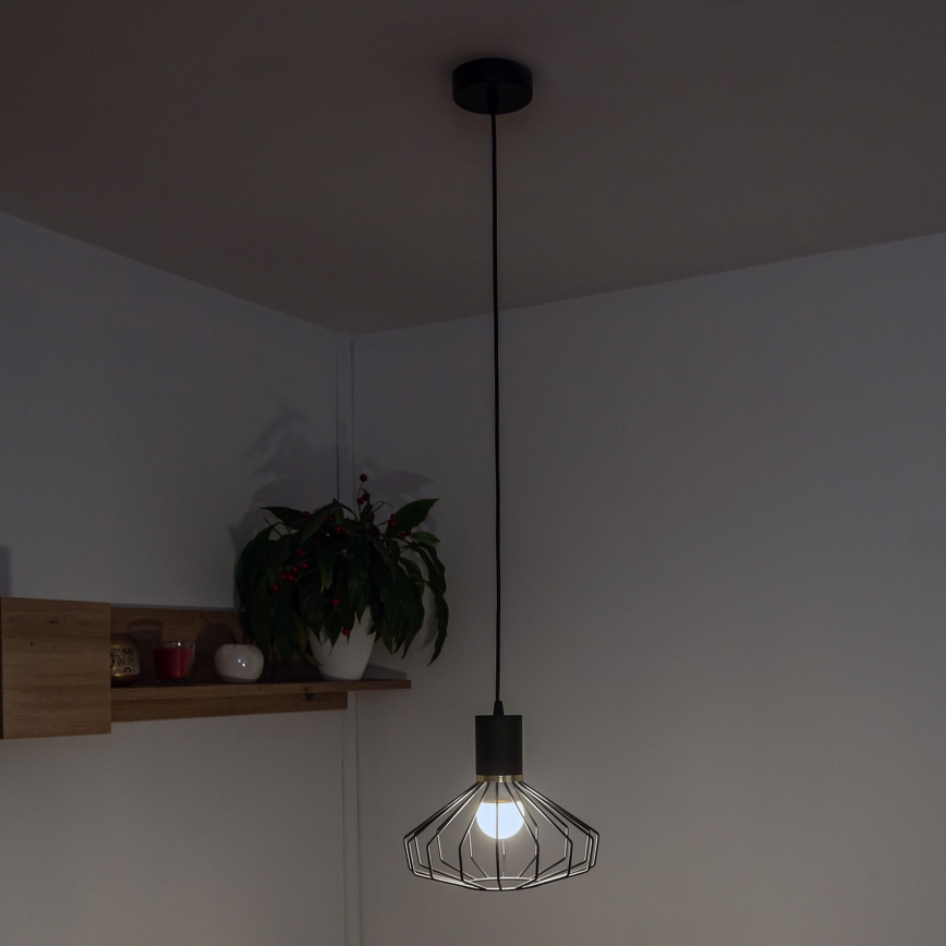 Pendellampe på kabel SOLANO 1xE27/15W/230V sort/guld