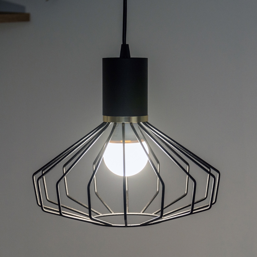 Pendellampe på kabel SOLANO 1xE27/15W/230V sort/guld