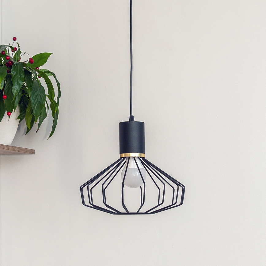 Pendellampe på kabel SOLANO 1xE27/15W/230V sort/guld