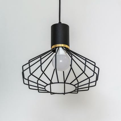 Pendellampe på kabel SOLANO 1xE27/15W/230V sort/guld