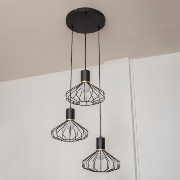 Pendellampe på kabel SOLANO 3xE27/15W/230V sort/guld