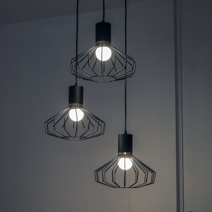 Pendellampe på kabel SOLANO 3xE27/15W/230V sort/guld