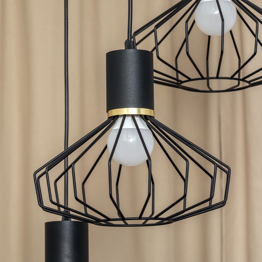 Pendellampe på kabel SOLANO 3xE27/15W/230V sort/guld