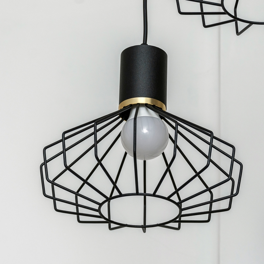 Pendellampe på kabel SOLANO 3xE27/15W/230V sort/guld