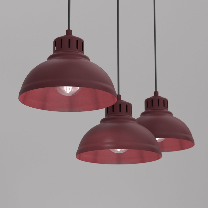 Pendellampe på kabel SVEN 3xE27/15W/230V bordeaux