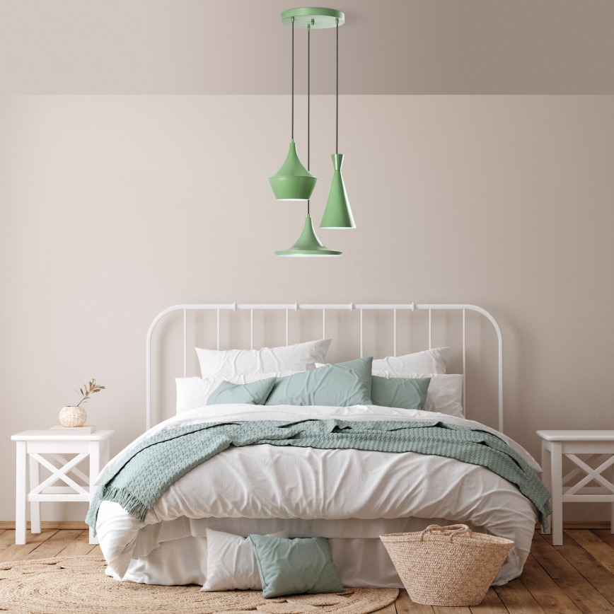 Pendellampe på kabel TOM 3xE27/40W/230V grøn