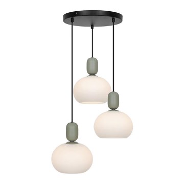 Pendellampe på kabel VALISIA 3xE27/40W/230V sort/olivengrøn
