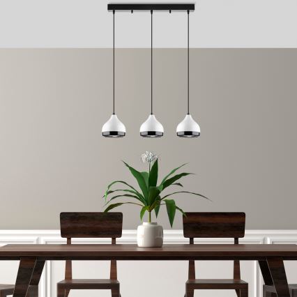 Pendellampe på kabel YILDO 3xE27/40W/230V hvid/sort