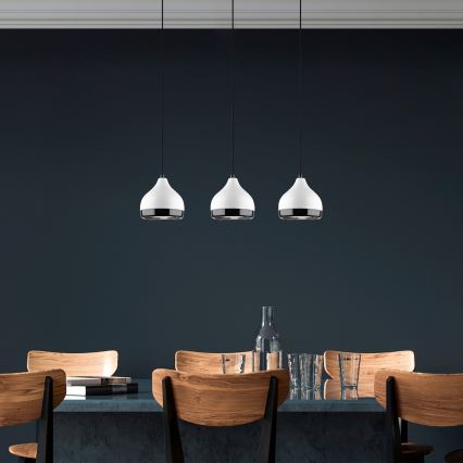 Pendellampe på kabel YILDO 3xE27/40W/230V hvid/sort