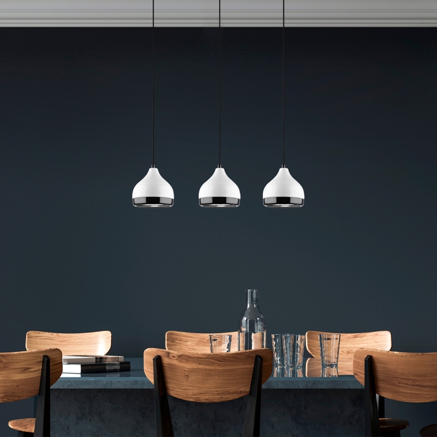 Pendellampe på kabel YILDO 3xE27/40W/230V hvid/sort
